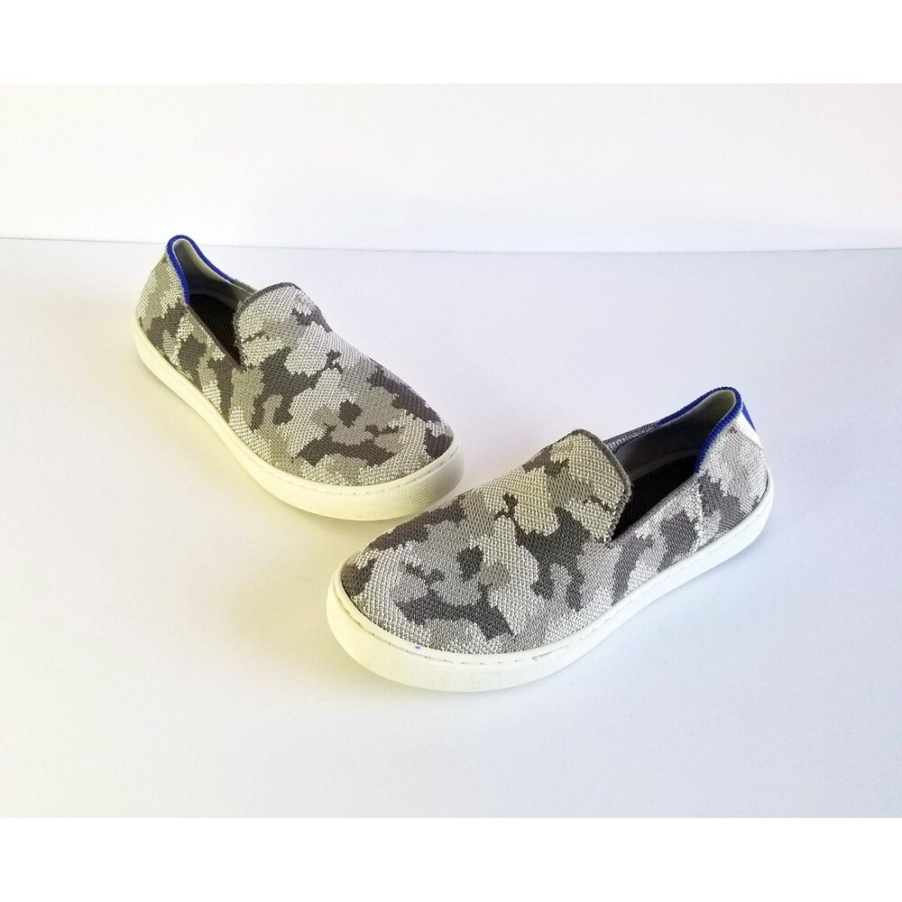 ROTHY'S Kids Slip On Sneakers Gray Camo Sz 4 36 Flat Washable Comfort Shoes